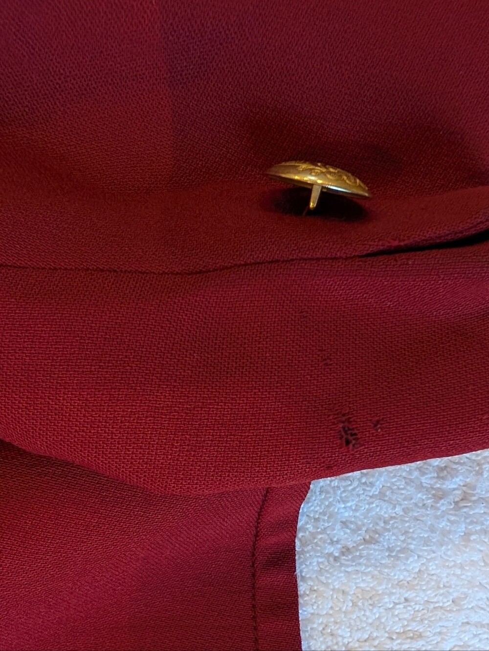 Vintage Jones New York 100% Pure Wool Blazer Red Burgundy Mandarin Collar 8P - Picture 8 of 8